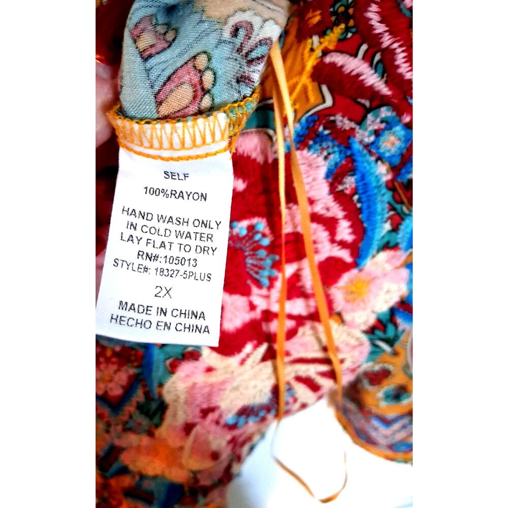 Savanna Jane Bohemian-Style Peasant Blouse Size: 2X Plus Size - Picture 5 of 5